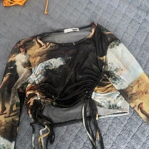 Fashion Nova Renaissance Print Mesh Top